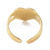 Ion Plating(IP) 304 Stainless Steel Enamel Heart Cuff Finger Rings RJEW-L107-059G-02-3
