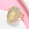 Brass Micro Pave Clear Cubic Zirconia Cuff Rings for Women RJEW-C126-16G-3