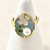 Mother's Day Jewellery Brass Enamel Cuff Rings RJEW-K291-03G-01-3