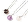 Gemstone Donut Pendant Necklace with 304 Stainless Steel Cable Chains for Women NJEW-JN03852-01-1