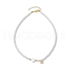 Brass Micro Pave Grade AAA Cubic Zirconia Letter Pendant Necklaces NJEW-JN04771-13-4