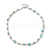 Synthetic Turquoise Chip & Natural Trumpet Shell Necklaces NJEW-JN04767-3