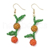 Pave Disco Ball Beads with Solid Round Brass Beads and Brass Earring Hooks and MIYUKI Round Rocailles Beads Earrings EJEW-TA00632-01-2