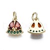 Brass Micro Pave Chocolate & Green Cubic Zirconia Charms ZIRC-S067-003-NR-2