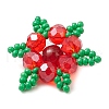 Woven Natural Carnelian(Dyed & Heated) & Glass Seed Beads Snowflake Multi-Strand Links PALLOY-MZ00319-01-4