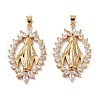 Brass Micro Pave Clear Cubic Zirconia Pendants ZIRC-M116-22G-1