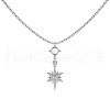 Rhodium Plated 925 Sterling Silver Pave Clear Cubic Zirconia Cable Chain Star of David Pendant Necklaces NJEW-Q342-03P-1
