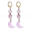 Moon & Star Glass Dangle Leverback Earrings with 304 Stainless Steel Pins EJEW-JE05605-03-1