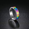 Rainbow Color Pride Flag Enamel Rectangle Rotating Ring RABO-PW0001-038E-2