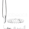 Natural Howlite Beads Stretch Bracelets & Pendant Necklaces Sets for Men PW-WGF85DB-07-1