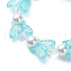 4Pcs 4 Color Acrylic Butterfly & Plastic Pearl Beaded Stretch Bracelets BJEW-JB08859-6