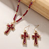 Cross Zinc Alloy with Glass Pendant Necklace & Dangle Earring FS-WG71EA0-02-1
