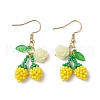 Flower with Cherry 304 Stainless Steel Glass Seed Beads Dangle Earrings EJEW-MZ00419-04-2