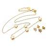 Flower 304 Stainless Steel Shell Necklaces & Stud Earring Set for Women SJEW-C007-05G-4