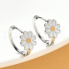 Daisy Brass Enamel Hoop Earrings for Women EJEW-G434-02P-1