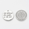 Tibetan Style Alloy Quote Pendants X-TIBE-Q085-06AS-LF-2