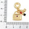 Rack Plating Brass Clear Cubic Zirconia Makeup European Dangle Charms KK-P287-34C-G-3