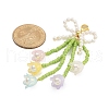 Bowknot & Flower Glass Seed Pendant Decoration HJEW-TA00311-02-3