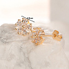 Flower Brass Cubic Zirconia Stud Earrings JA7036-1-2