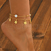 Elegant Brass & Imitation Pearl Flower Pendant Anklets for Women Daily Vacation Holiday Wear PP8561-2