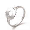 304 Stainless Steel Sunflower Adjustable Ring for Women RJEW-B027-17P-1