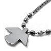 Synthetic Non-magnetic Hematite Angel Pendant Necklace with Beaded Chains NJEW-E095-02-3