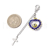 Handmade Evil Eye Lampwork & Glass Seed Beaded Heart Pendant Decorations HJEW-MZ00211-04-3