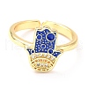 Adjustable Real 18K Gold Plated Brass Enamel Finger Rings RJEW-L071-21G-2