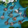 36Pcs 9 Styles Flat Round with Tree of Life Natural Gemstone Chips Pendant Decorations HJEW-FH00052-5