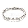 Brass Micro Pave Clear Cubic Zirconia Rectangle Link Bracelets BJEW-F498-01A-P-2