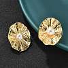 Oval Brass ABS Plastic Imitation Pearl Stud Earrings EJEW-S258-03G-3