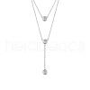 SHEGRACE Rhodium Plated 925 Sterling Silver Double Layered Necklace JN635A-1