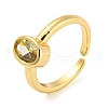 Mother's Day Rings Oval Shape Brass Micro Pave Cubic Zirconia Solitaire Ring RJEW-Q782-03G-1