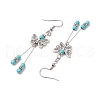 5Pair Butterfly 304 Stainless Steel Tassel Dangle Earrings EJEW-JE06422-6