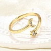Brass Micro Pave Clear Cubic Zirconia Cuff Rings for Women RJEW-H247-26G-2