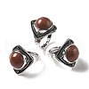 Natural Red Jasper Adjustable Rings G-P560-03AS-25-4