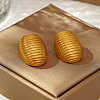 Geometric Stainless Steel Stripe Oval Stud Earrings CQ0547-3