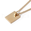Titanium Steel Initial Letter Rectangle Pendant Necklace for Men Women NJEW-E090-01G-11-3