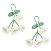 2Pcs Crochet Lily of The Valley Polyester Car Hanging Pendant HJEW-FG0001-14A-1