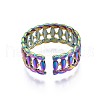 304 Stainless Steel Twist Rope Shape Cuff Ring RJEW-N038-083-3