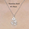 201 Stainless Steel Hollow Mushroom Pendant Necklace NJEW-OY001-69-3