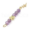 3Pcs 3 Styles Natural Amethyst Faceted Round Beaded Pendants PALLOY-JF03604-04-4