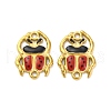 304 Stainless Steel Red & Black Enamel Ladybug Connector Charms STAS-B085-28G-1