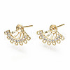 Brass Micro Pave Clear Cubic Zirconia Stud Earring Findings KK-S360-007-NF-1