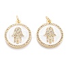 Real 18K Gold Plated Brass Micro Pave Clear Cubic Zirconia Pendants ZIRC-M114-50G-01-1