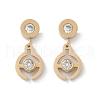 Flat Round 304 Stainless Steel Micro Pave Clear Cubic Zirconia Dangle Stud Earrings EJEW-Z089-28G-4