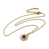 Brass Micro Pave Cubic Zirconia Flower Pendant Necklaces for Women NJEW-E106-03KCG-01-2