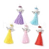 Glass Pearl Round Beaded with Polycotton Tassel Big Pendants PALLOY-MZ00612-1