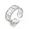 304 Stainless Steel Rhombus Open Cuff Ring for Women RJEW-K245-44P-3