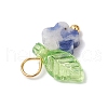 10Pcs Natural Blue Spot Jasper Flower Charms PALLOY-JF03765-03-5